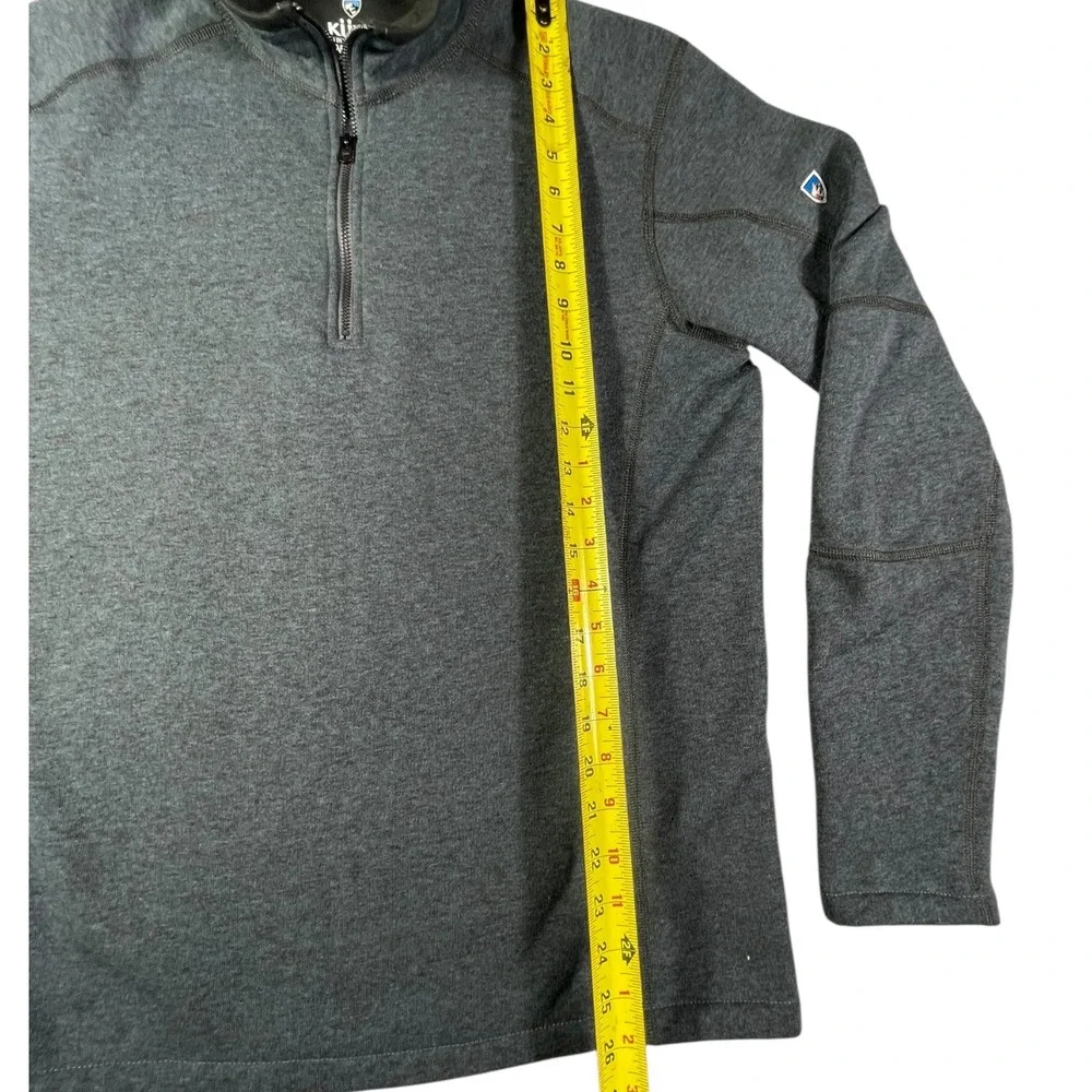 Kuhl Mens Quarter Zip Pullover Sweater Charcoal Heather Grey Medium Hiking Layer
